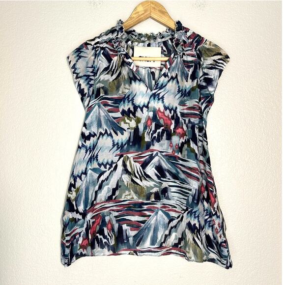Chufy Tops - Chufy Mountain Print Sleeveless Lightweight Breezy Top Granola Girl Natural Boho